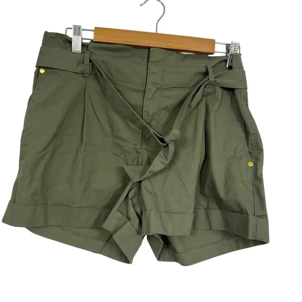 Loft Green Belted Casual Chino Shorts Womens 6 Gorpcore Hiking Outdoors Classic